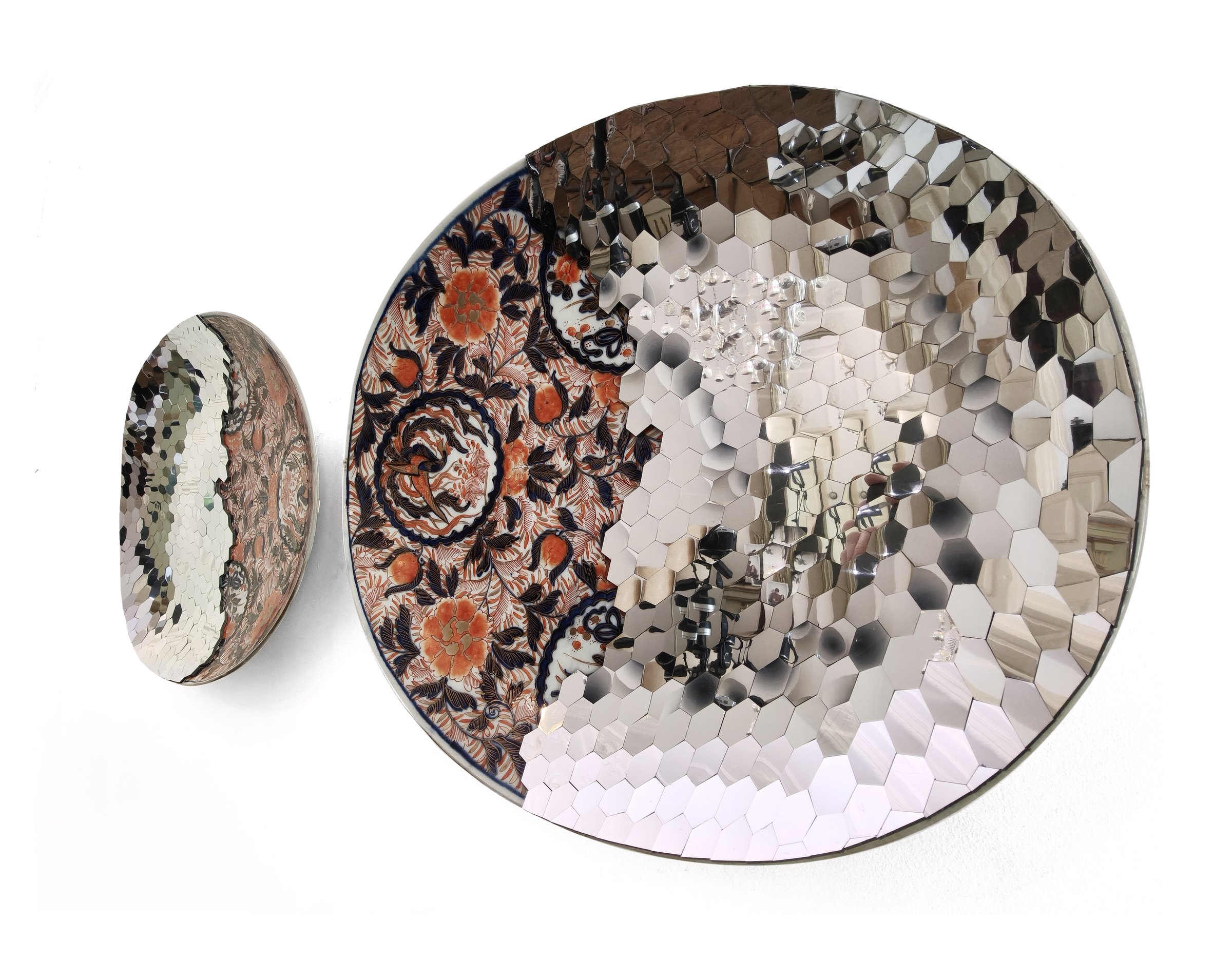 Pair of Imari porcelain and mirror works