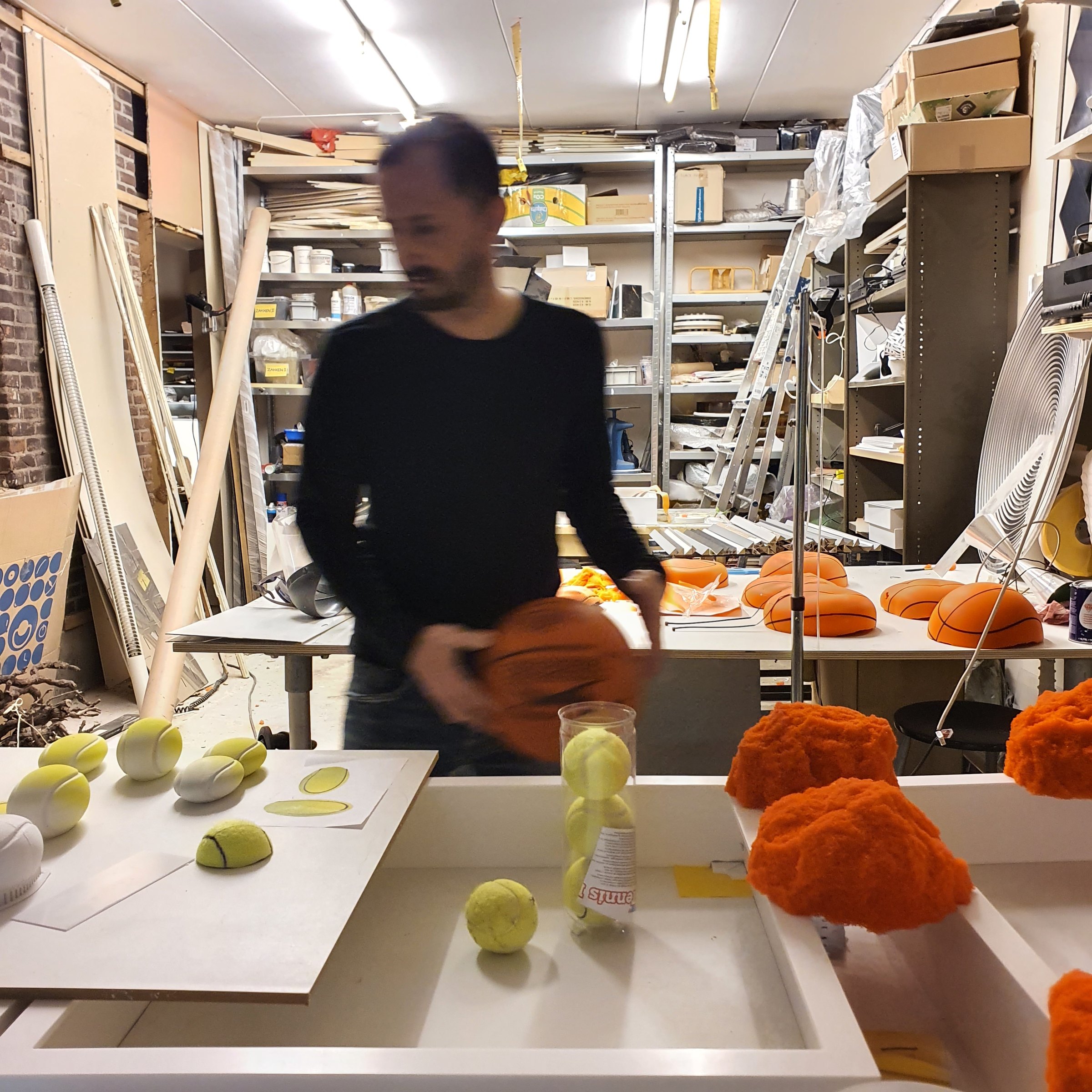 Feddow Claassen working at a studio workbench